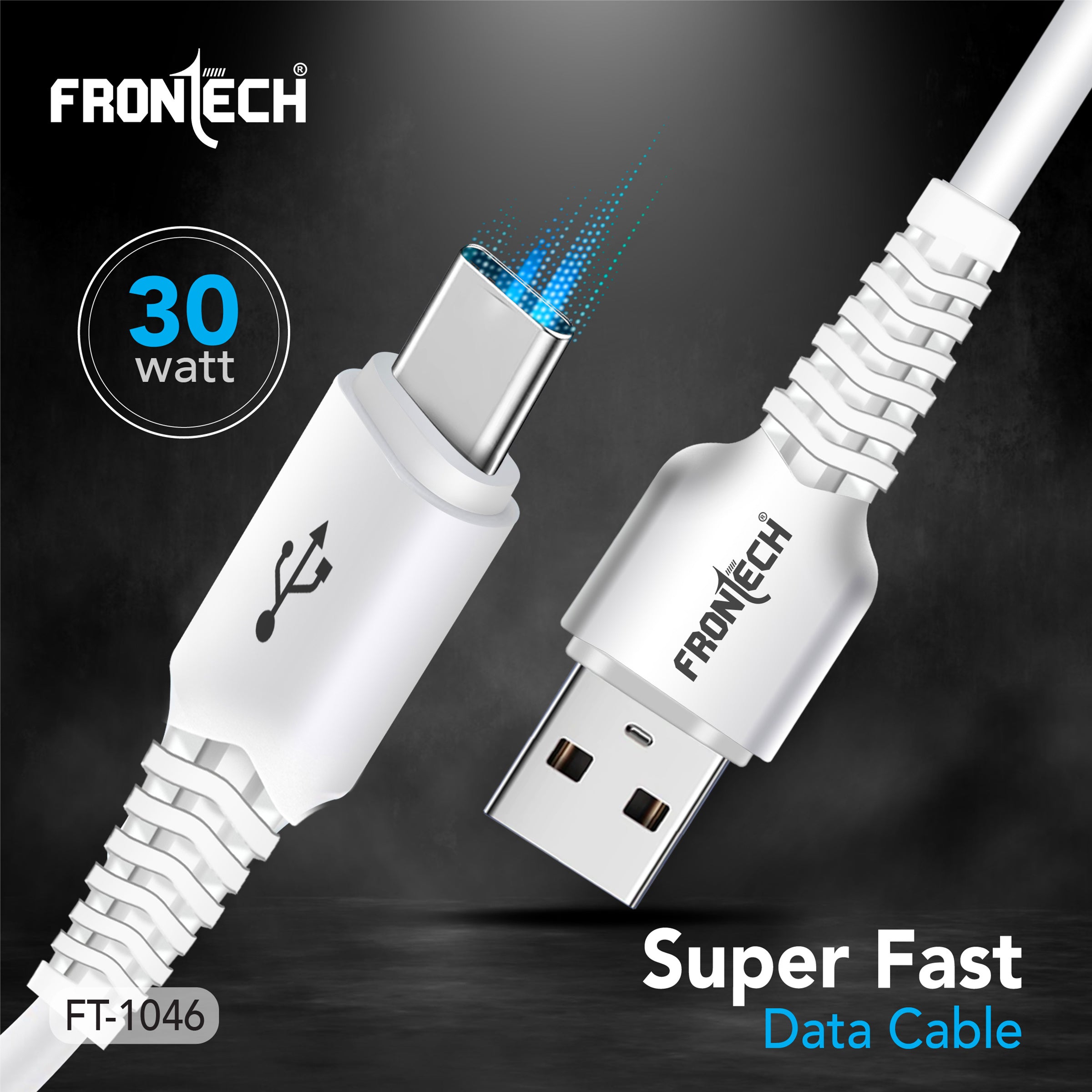 Frontech Super Fast 30W USB to Type-C Charging & Data Cable | 1.0 Meter | Durable | Bend-Resistant (FT-1046) Frontech Super Fast 30W USB to Type-C Charging & Data Cable | 1.0 Meter | Durable | Bend-Resistant (FT-1046)